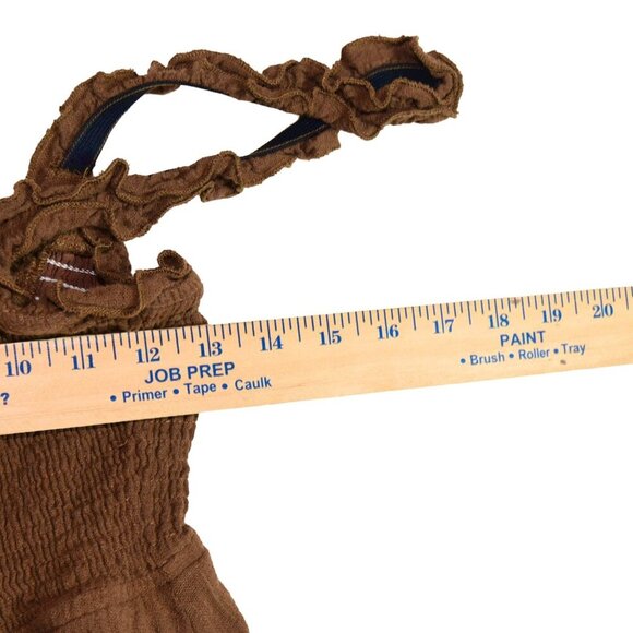 OLIVACEOUS Tiered Mini Dress Ruffled Saddle Brown Sz Medium Bohemian Western - Picture 7 of 7